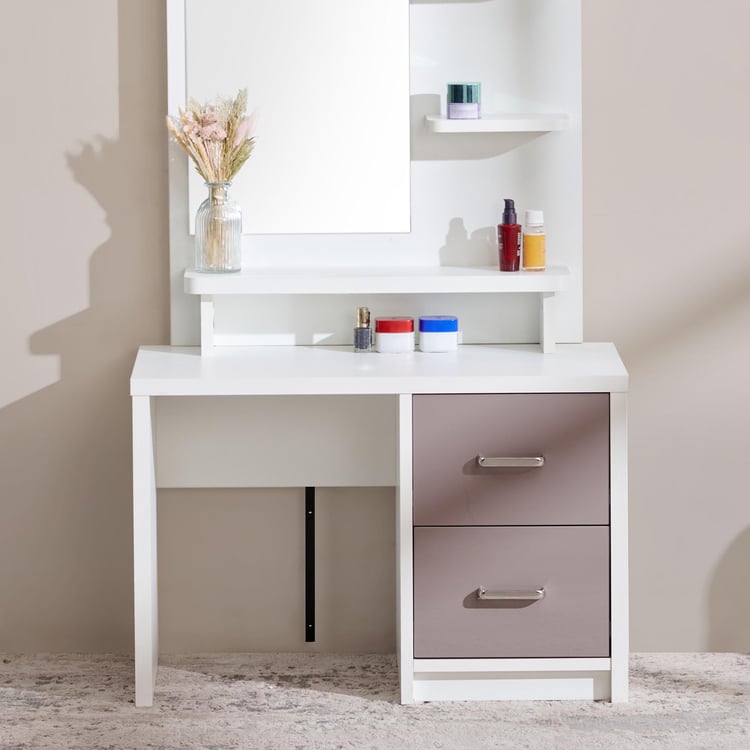 Quadro Dresser Mirror with Drawers - White