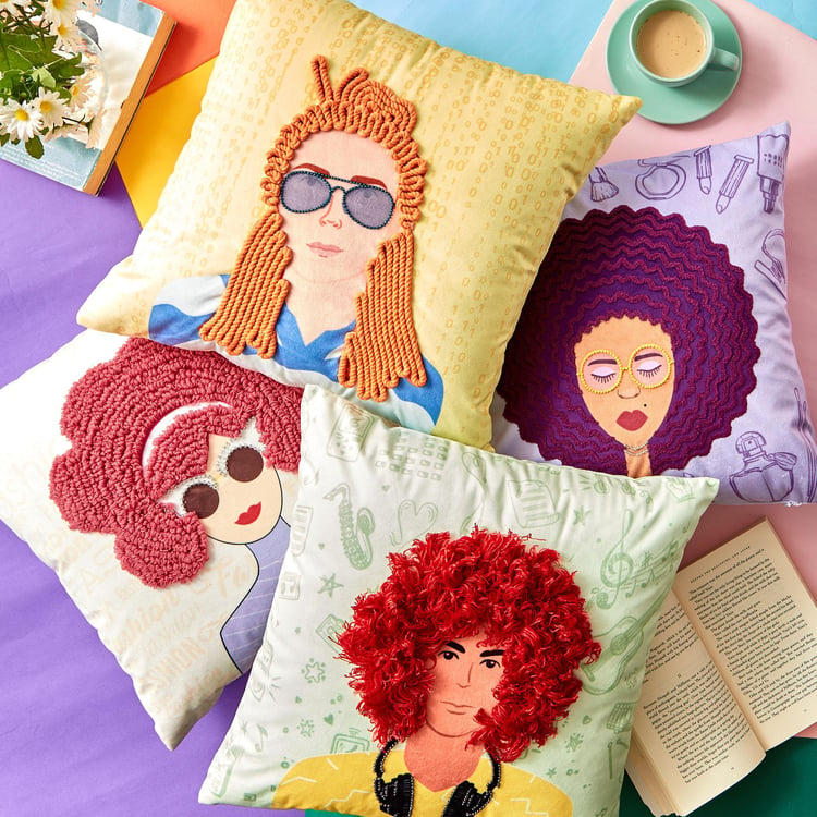 Funky Faces Printed Filled Cushion - 40x40cm