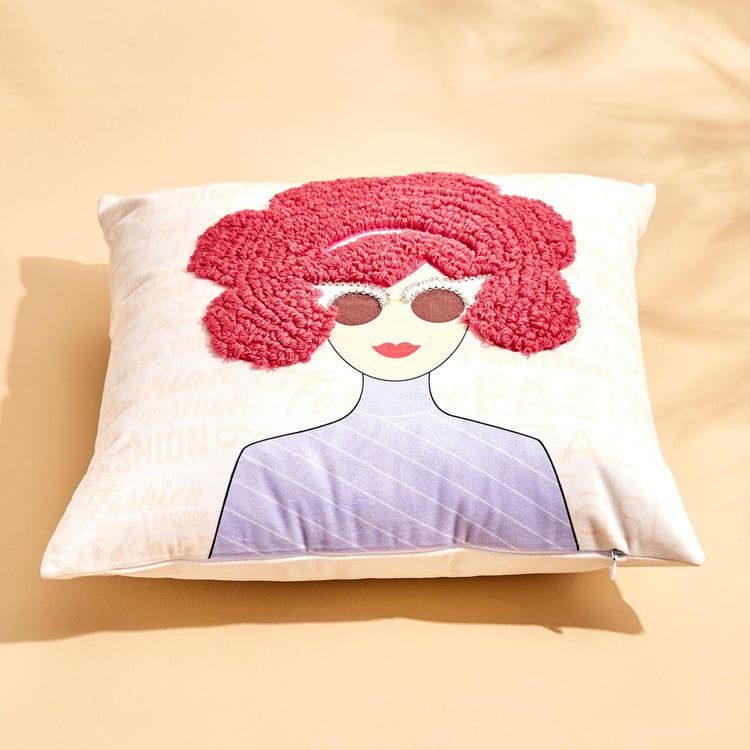 Funky Faces Printed Filled Cushion - 40x40cm