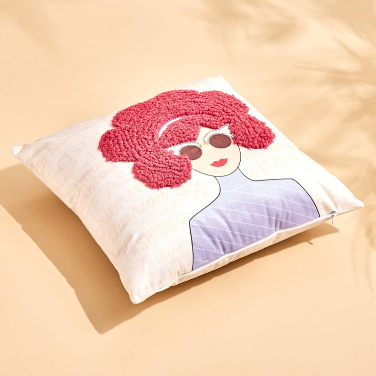 Funky Faces Printed Filled Cushion - 40x40cm