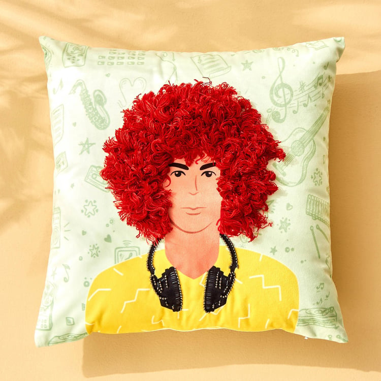 Funky Faces Printed Filled Cushion - 40x40cm