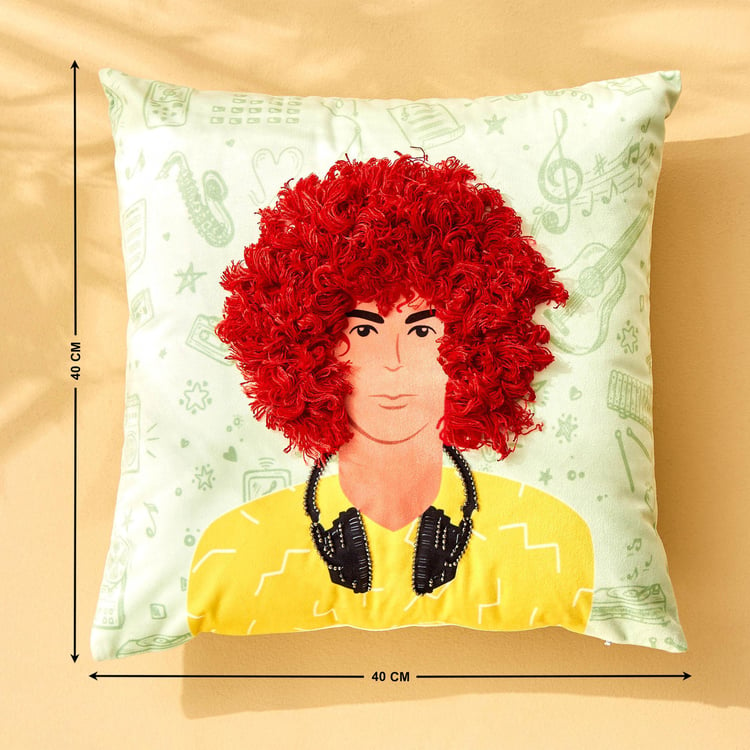 Funky Faces Printed Filled Cushion - 40x40cm