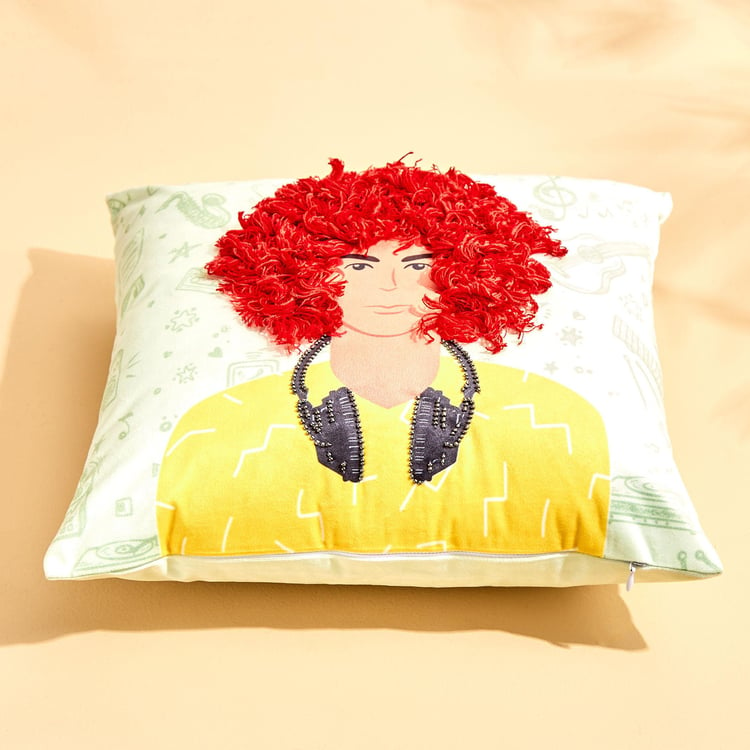 Funky Faces Printed Filled Cushion - 40x40cm