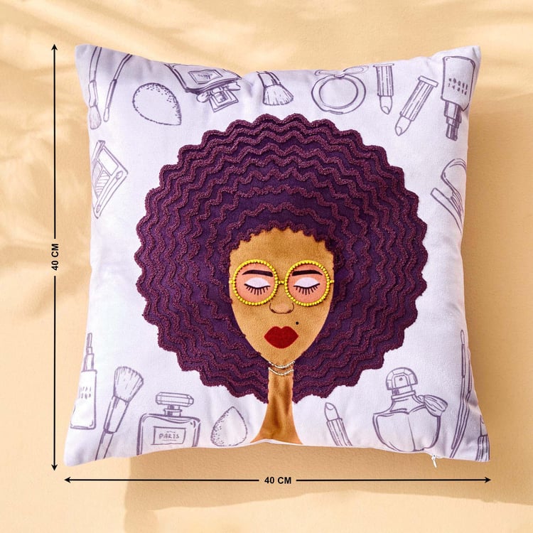 Funky Faces Printed Filled Cushion - 40x40cm