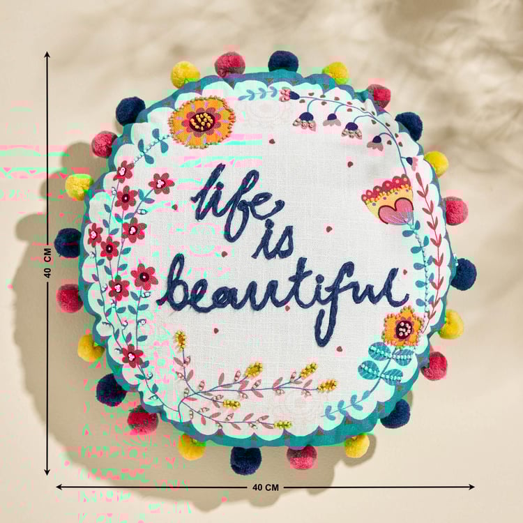 Glance Glisten Embroidered Filled Cushion - 40x40cm