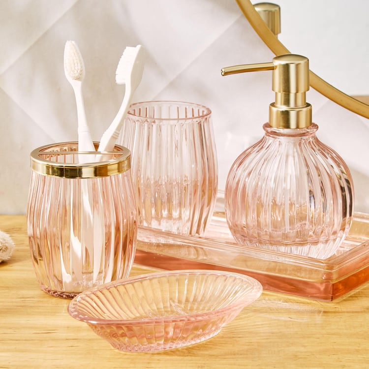 Nova Senorita Glass Ribbed Toothbrush Holder