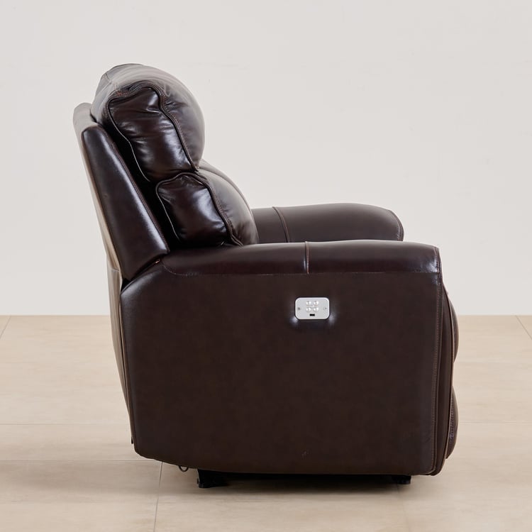 (Refurbished) Helsinki Half Leather 1-Seater Electric Recliner - Brown