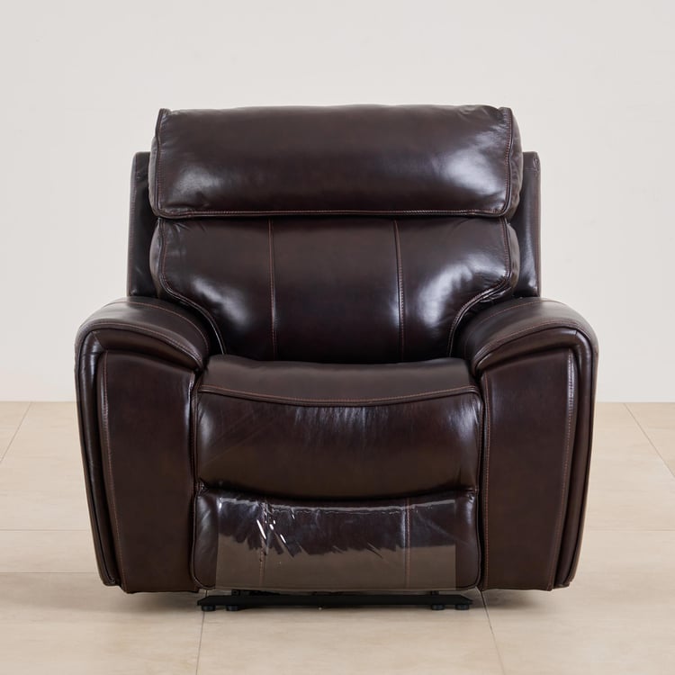 (Refurbished) Helsinki Half Leather 1-Seater Electric Recliner - Brown