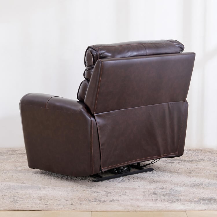 (Refurbished) Helsinki Half Leather 1-Seater Electric Recliner - Brown