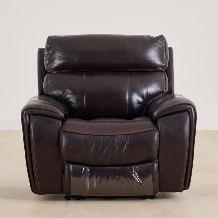 (Refurbished) Helsinki Half Leather 1-Seater Electric Recliner - Brown