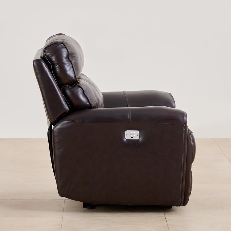 (Refurbished) Helsinki Half Leather 1-Seater Electric Recliner - Brown