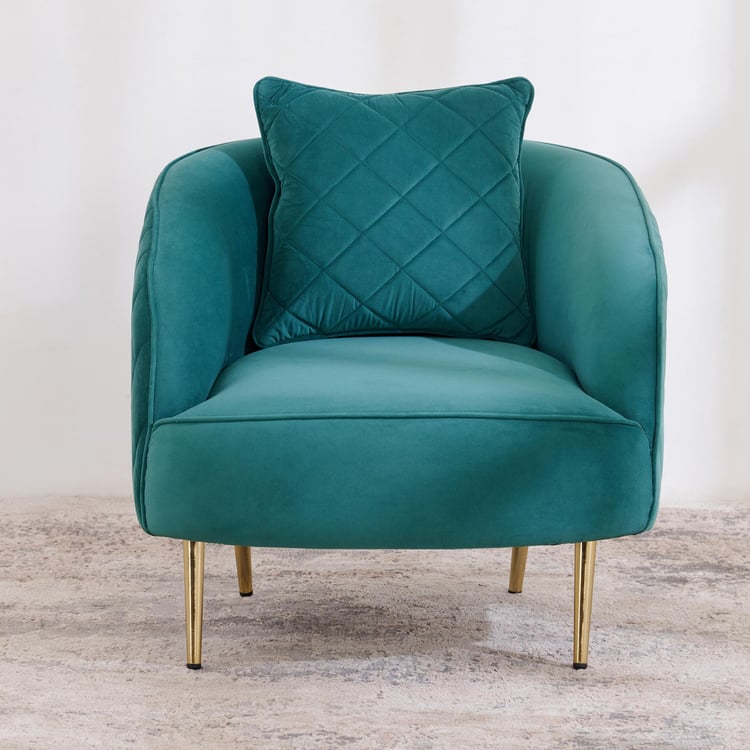 (Refurbished) Monarch Velvet Lounge Chair - Green