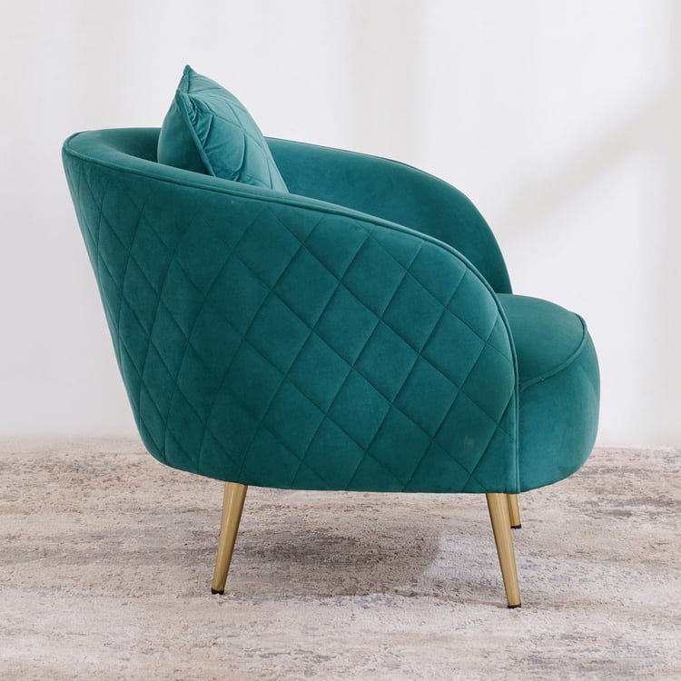 (Refurbished) Monarch Velvet Lounge Chair - Green