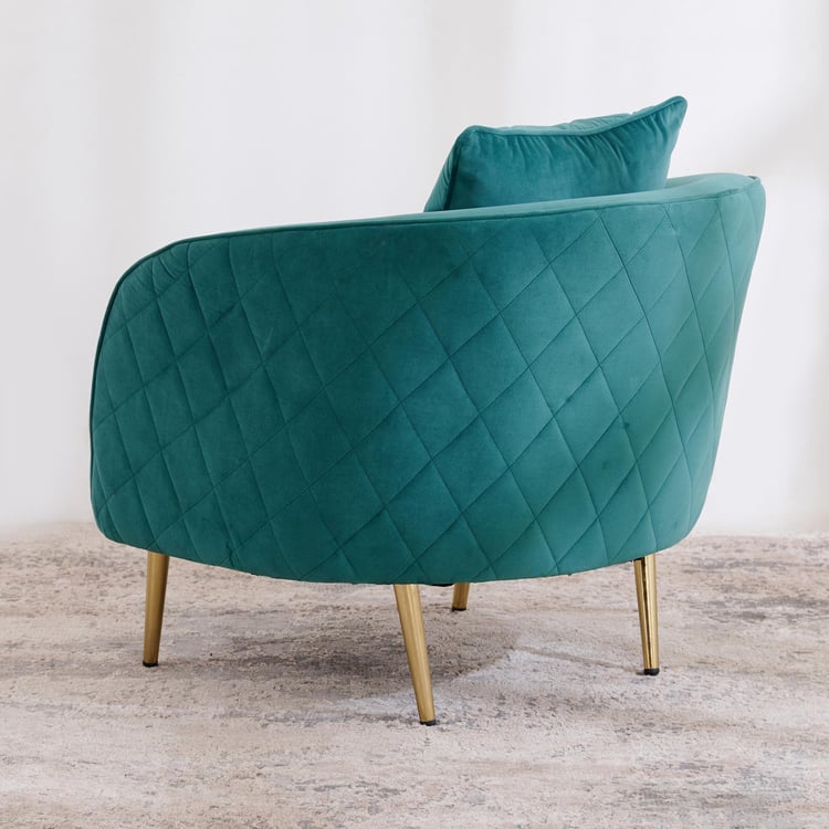 (Refurbished) Monarch Velvet Lounge Chair - Green