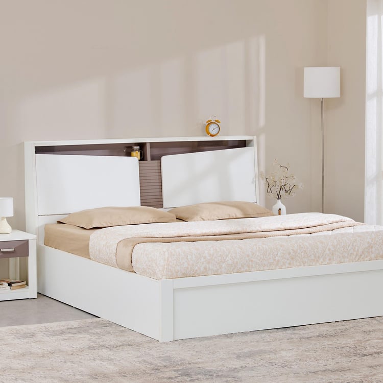Quadro Flex King Bed with Box Storage - White