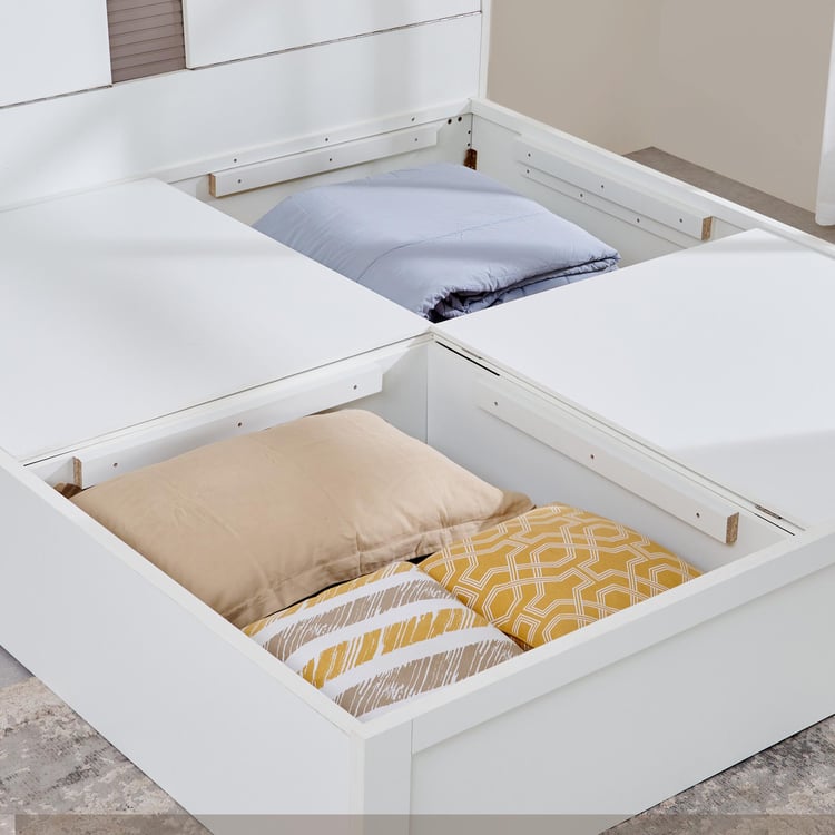 Quadro Flex King Bed with Box Storage - White