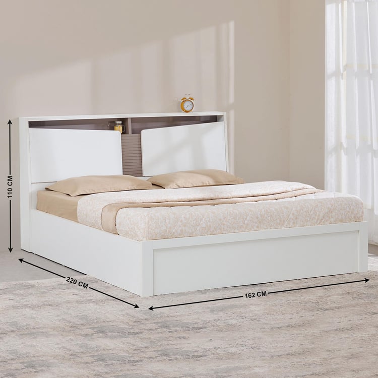 Quadro Flex Queen Bed with Box Storage - White