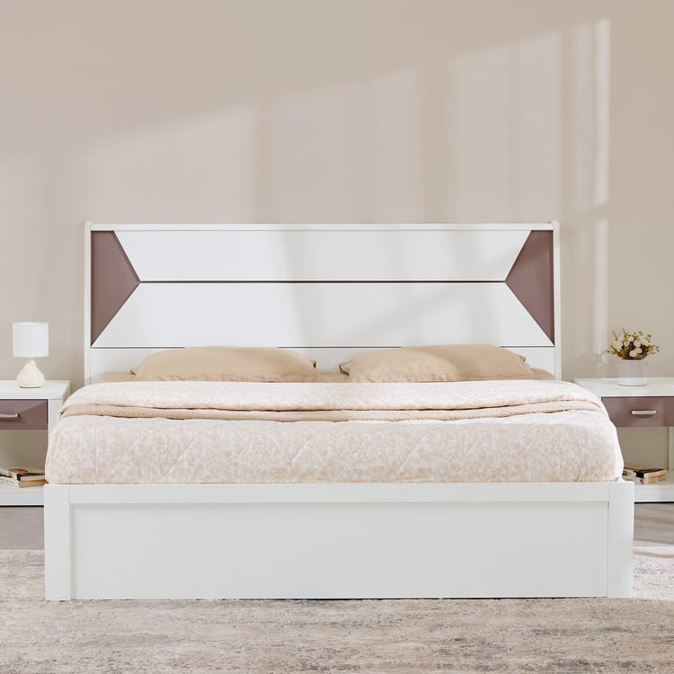 Quadro Edge King Bed with Box Storage - White