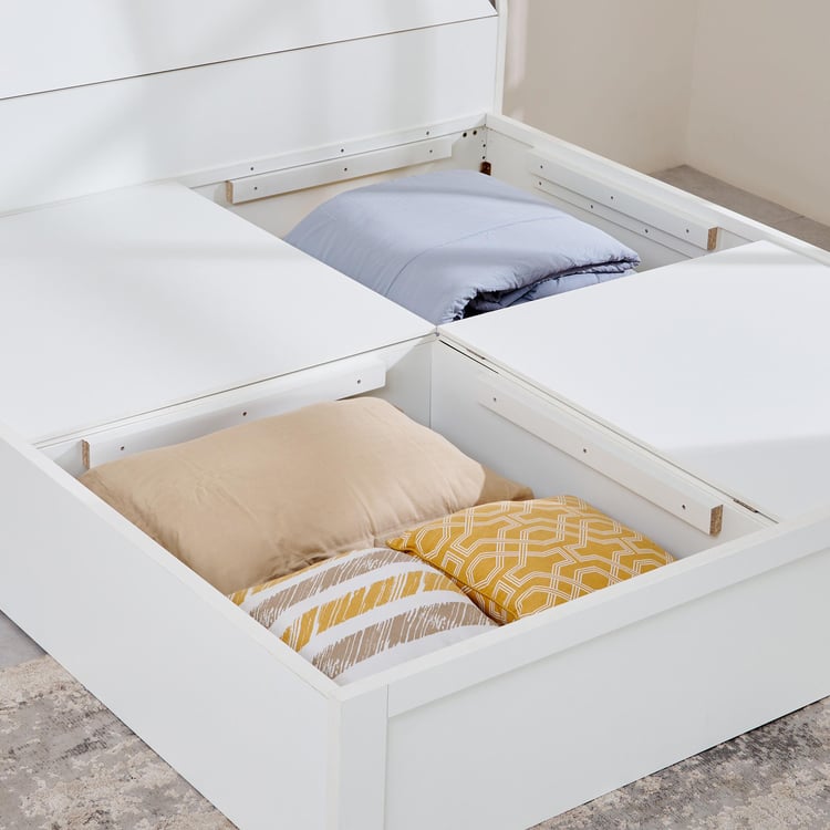 Quadro Edge King Bed with Box Storage - White
