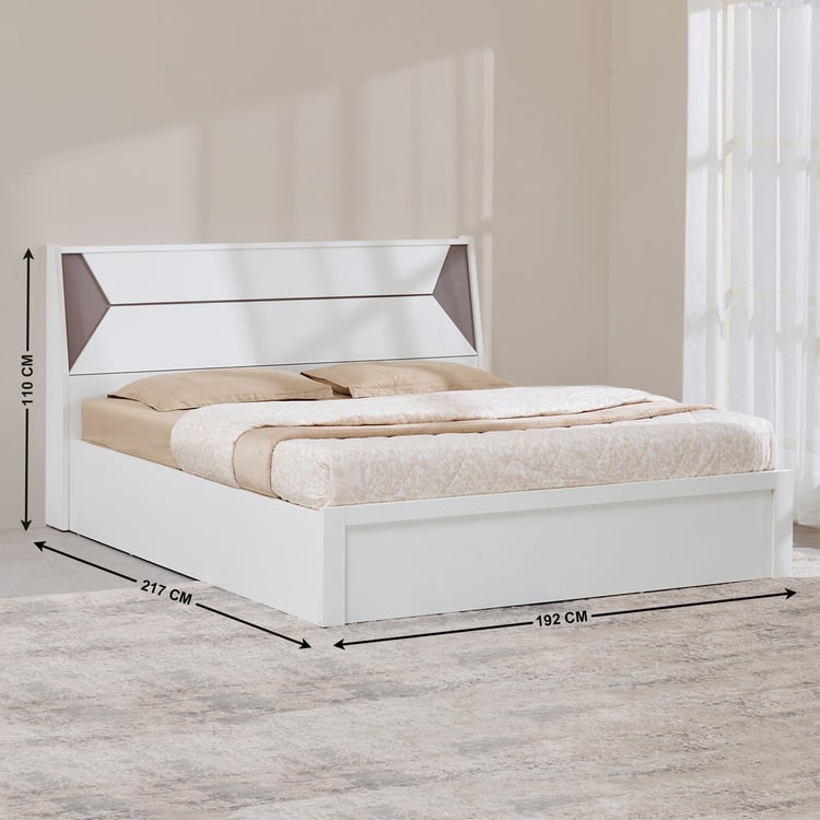 Quadro Edge King Bed with Hydraulic Storage - White