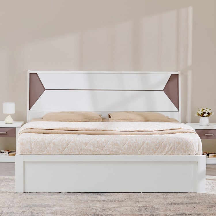 Quadro Edge Queen Bed with Hydraulic Storage - White