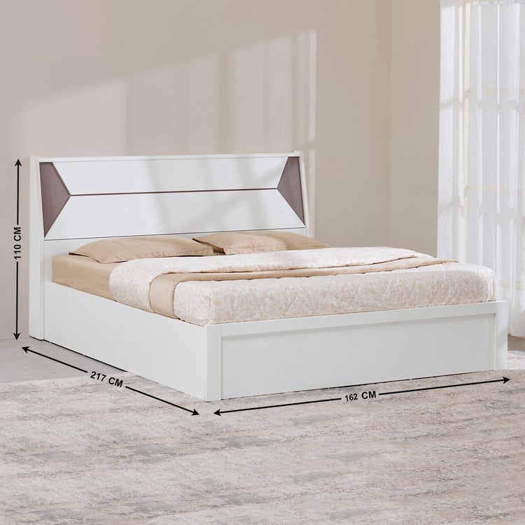 Quadro Edge Queen Bed with Hydraulic Storage - White