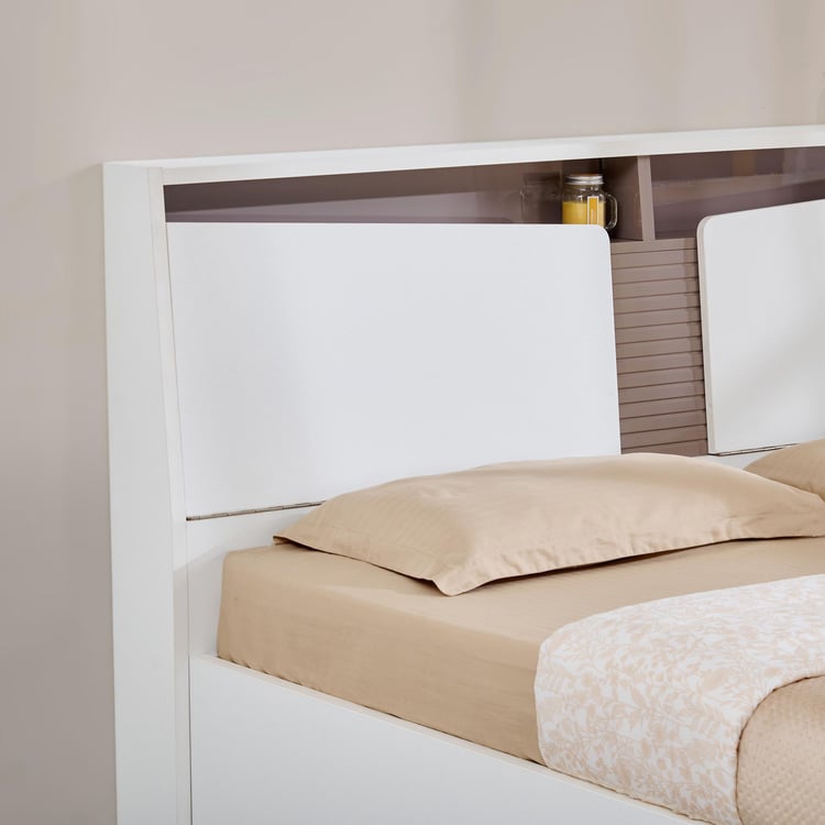 Quadro Flex Queen Bed with Hydraulic Storage - White