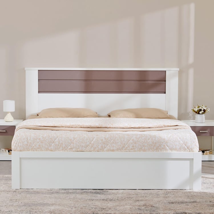 Quadro Cosco Queen Bed with Hydraulic Storage - White