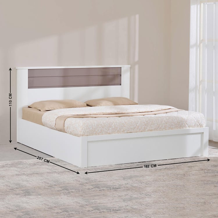 Quadro Cosco Queen Bed with Hydraulic Storage - White