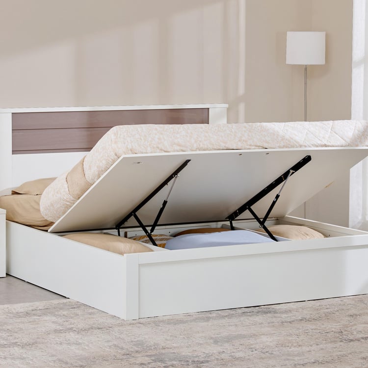 Quadro Cosco Queen Bed with Hydraulic Storage - White