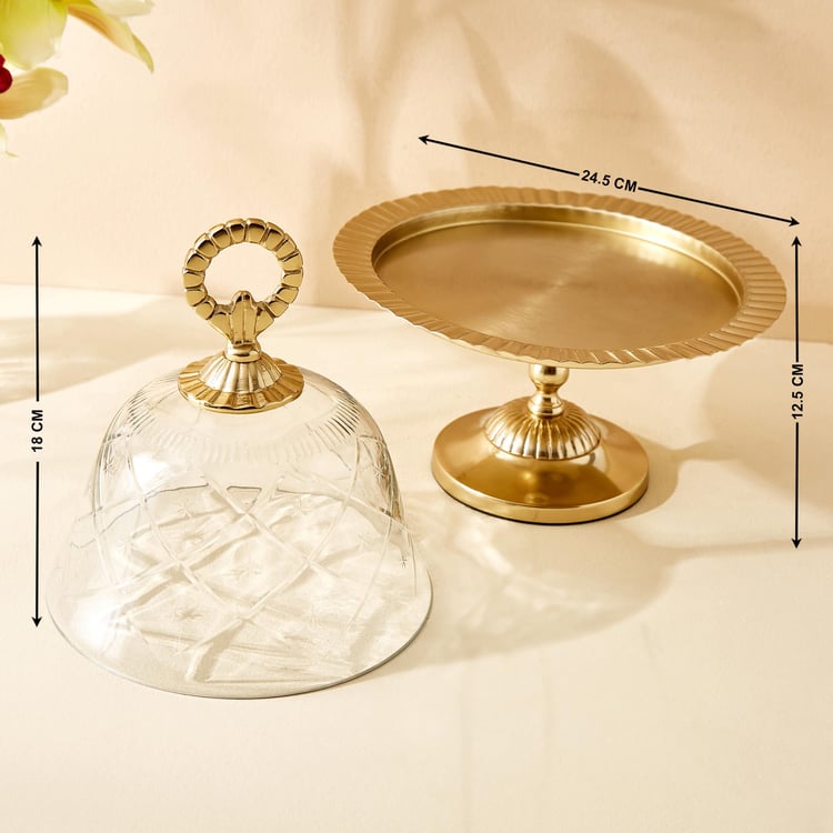 Hoovu Frida Metal Cake Stand with Glass Lid