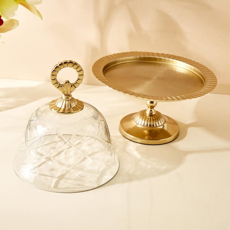 Hoovu Frida Metal Cake Stand with Glass Lid