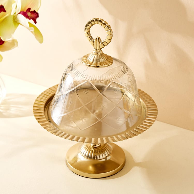 Hoovu Frida Metal Cake Stand with Glass Lid