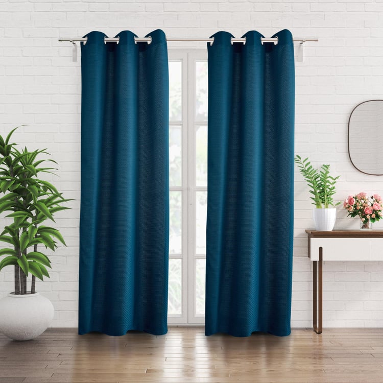 Sierra Set of 2 Jacquard Room Darkening Door Curtains - 7ft