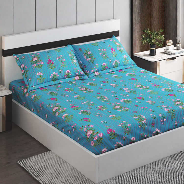 Ezra Moira 144TC Floral Print 3Pcs Queen Bedsheet Set