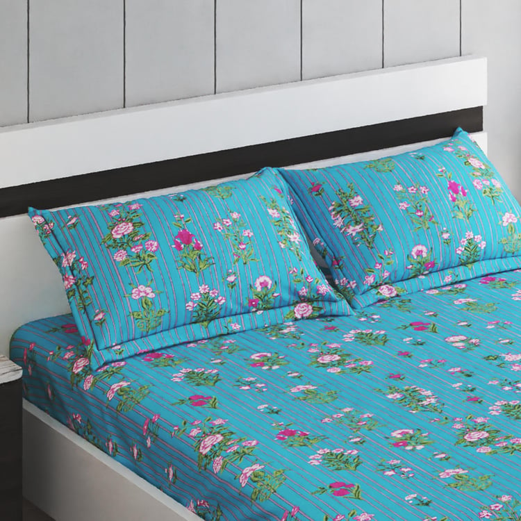 Ezra Moira 144TC Floral Print 3Pcs Queen Bedsheet Set