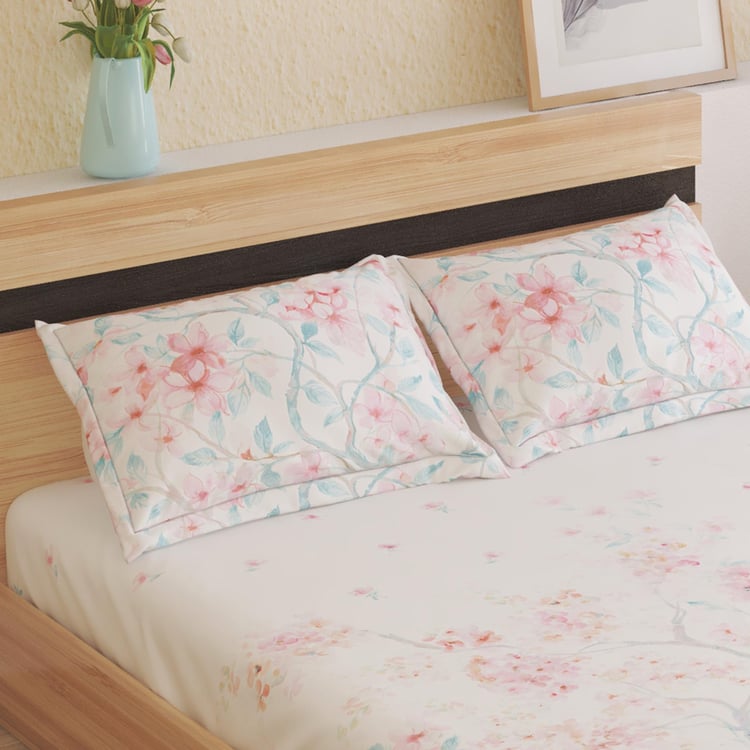 Senorita Carnation Cotton 144TC Floral Print 3Pcs Fitted King Bedsheet Set