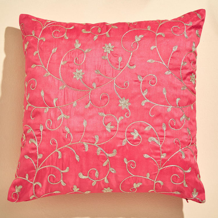 Velour Embroidered Cushion Cover - 40x40cm