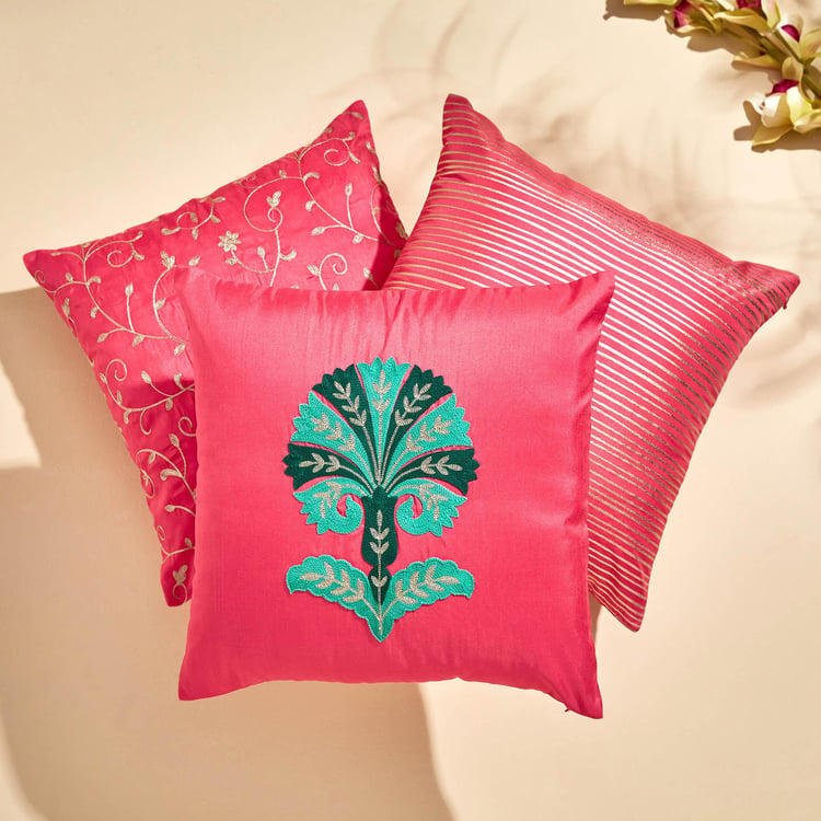 Velour Embroidered Cushion Cover - 40x40cm