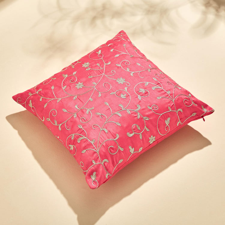 Velour Embroidered Cushion Cover - 40x40cm