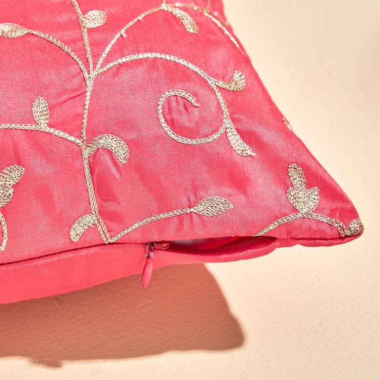 Velour Embroidered Cushion Cover - 40x40cm