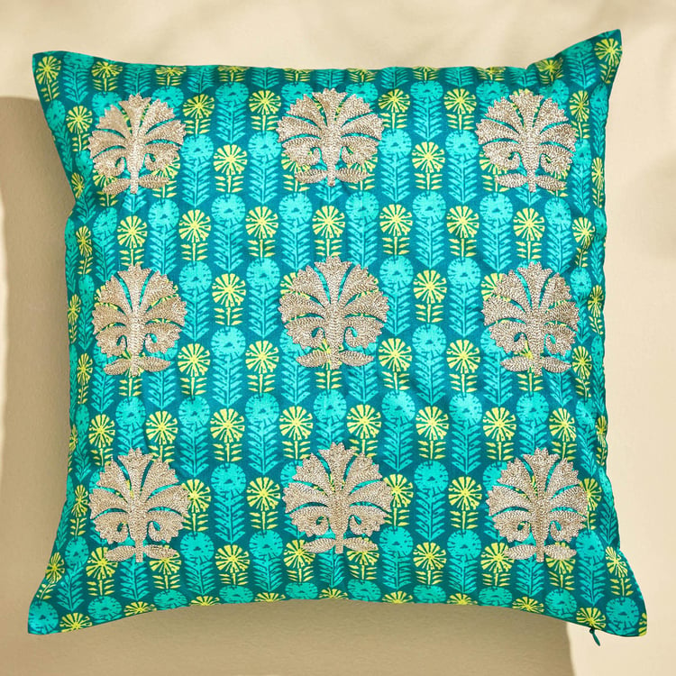 Velour Embroidered Cushion Cover - 40x40cm