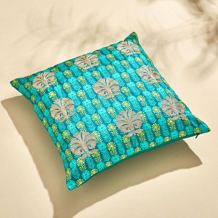 Velour Embroidered Cushion Cover - 40x40cm