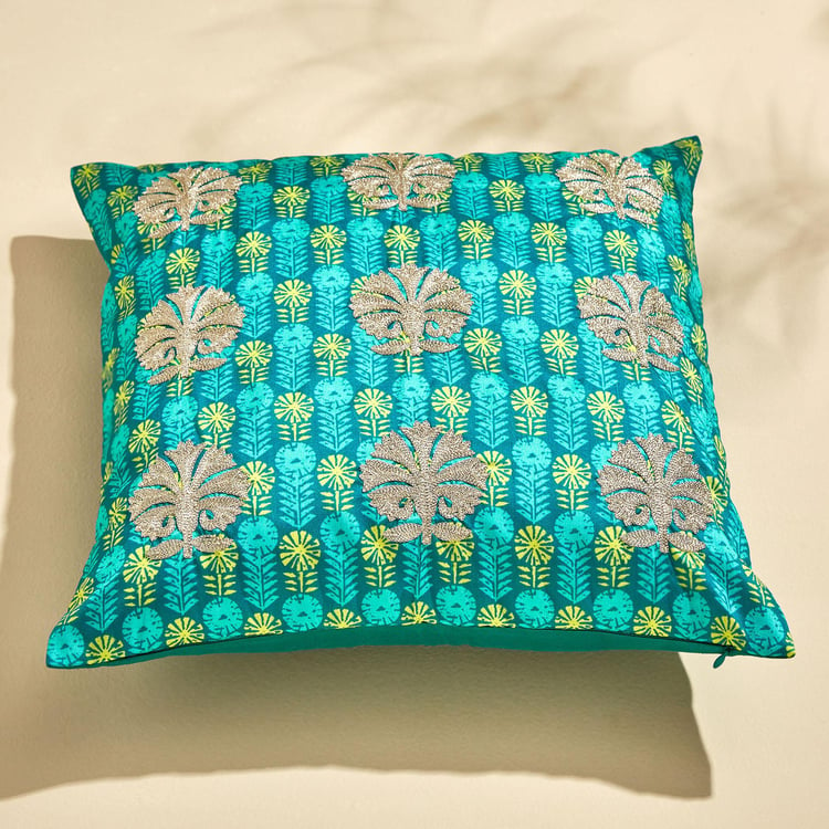 Velour Embroidered Cushion Cover - 40x40cm