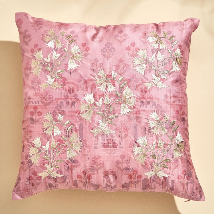 Velour Embroidered Cushion Cover - 40x40cm