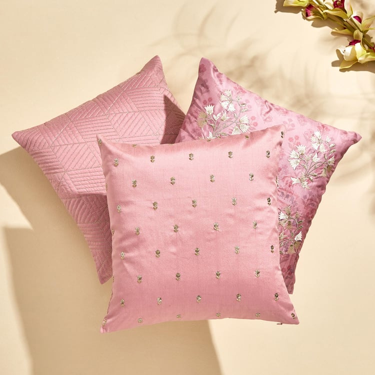 Velour Embroidered Cushion Cover - 40x40cm