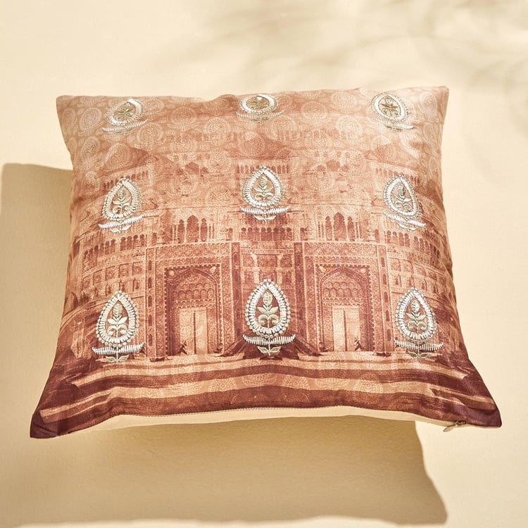 Velour Embroidered Cushion Cover - 40x40cm