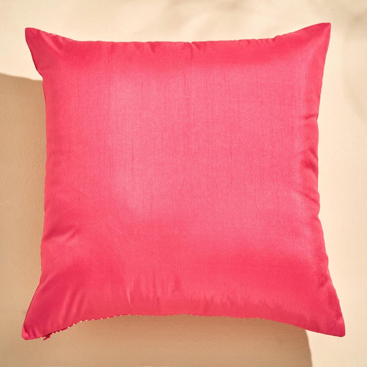 Velour Striped Foil Print Cushion Cover - 40x40cm