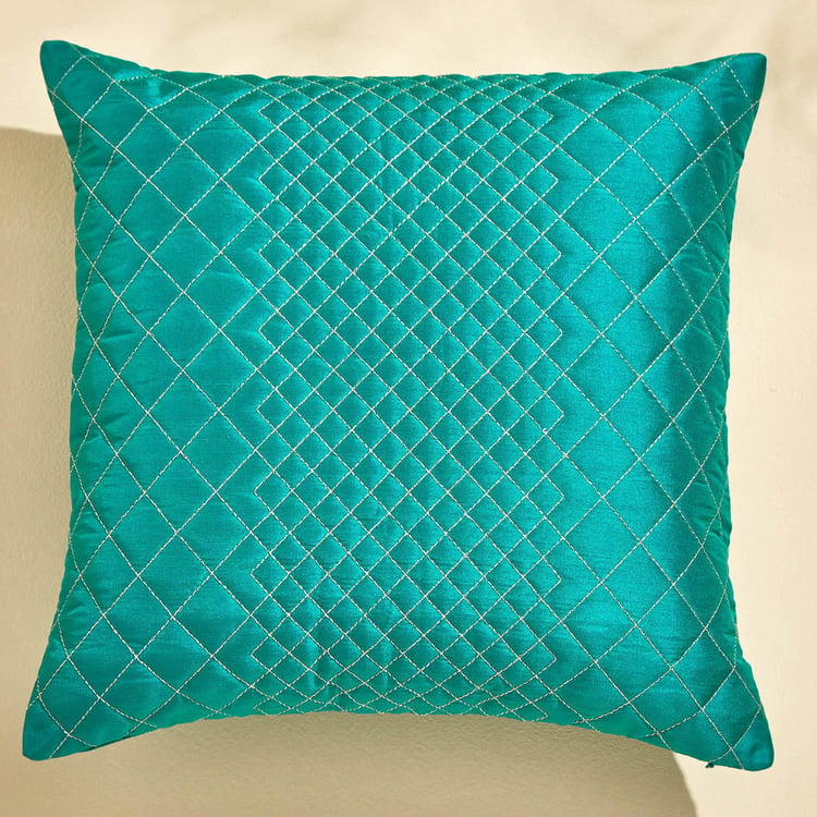 Velour Zari Quilted Cushion Cover - 40x40cm