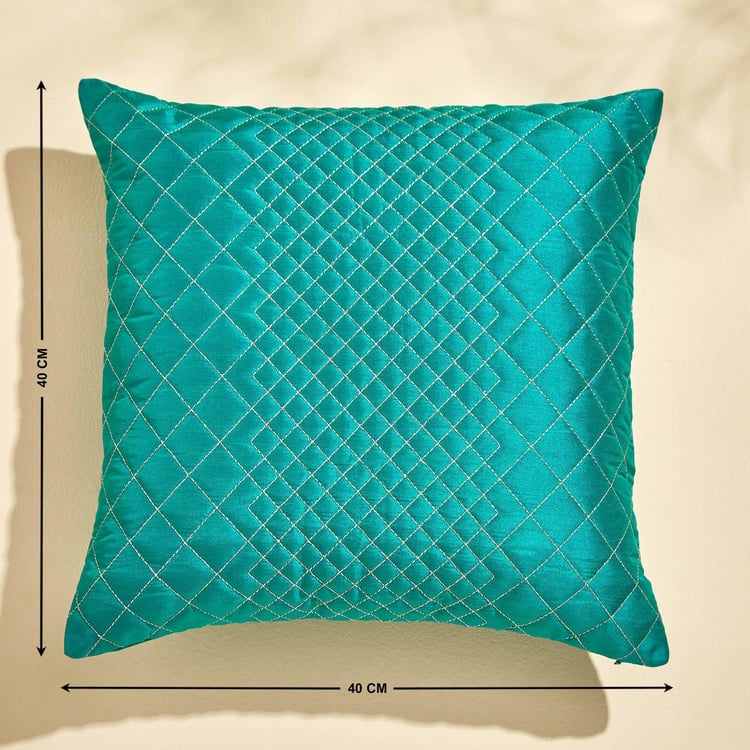 Velour Zari Quilted Cushion Cover - 40x40cm